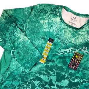 RealTree Fishing NEW Riverdog Men's Long Sleeve Tee Green UPF 30 Flex Fabric 2XL